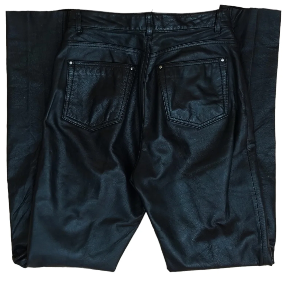 Wilson's 100% Real Genuine Black Leather Vintage High Waist Jeans - 6 - Picture 3 of 13